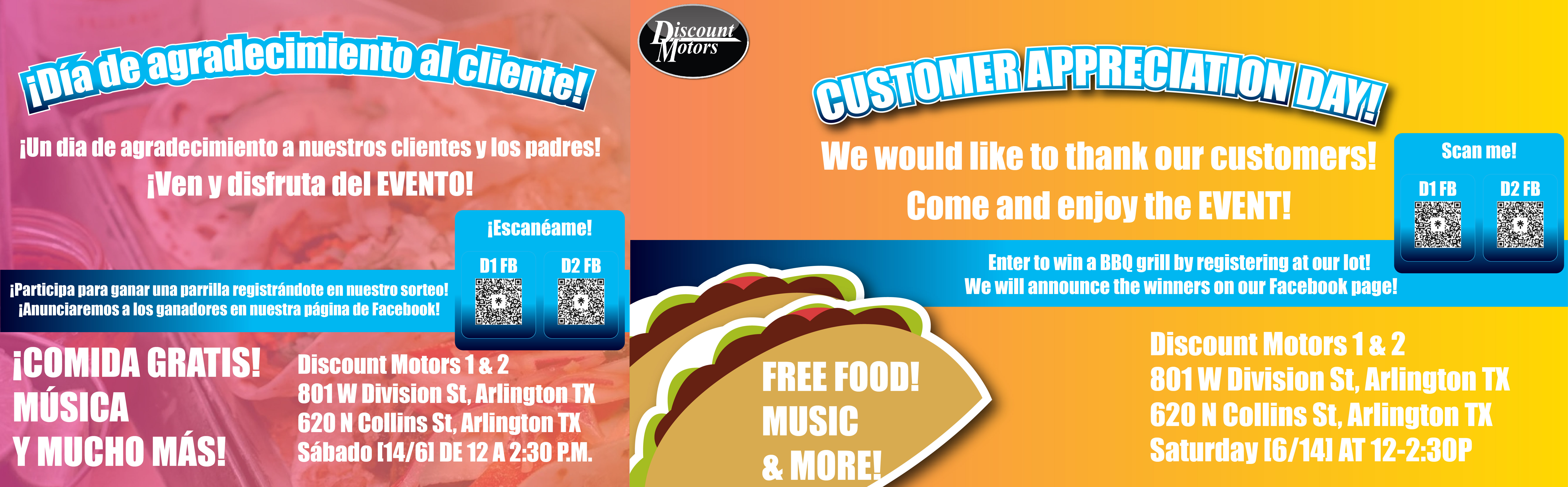 Image of customer apprecation day with details, time and place.